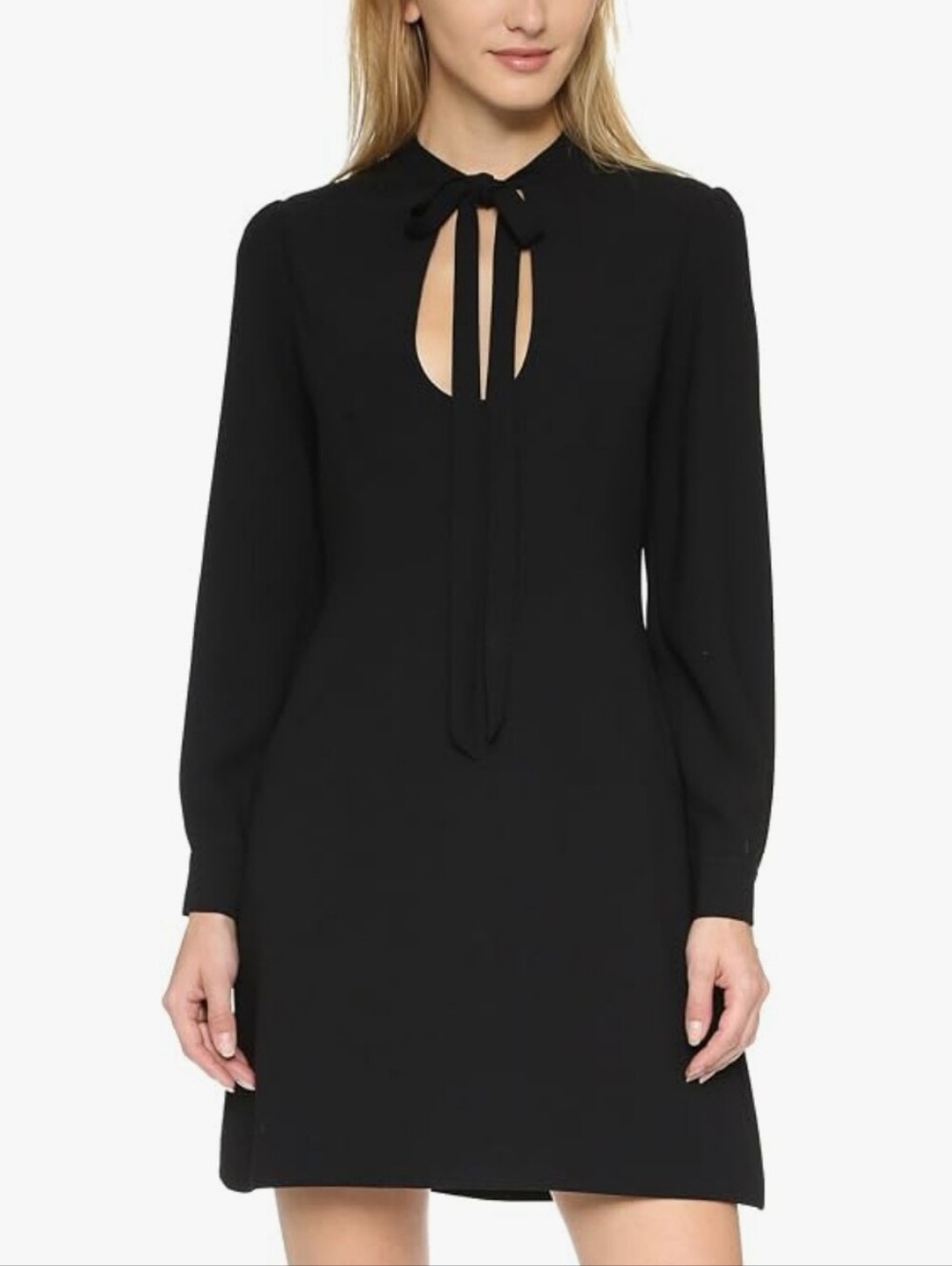 NWT Jill Jill Stuart Black Keyhole Cutout Tie Neck Mini Cocktail Dress Size 4
